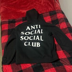 Anti Social Social Club Dark Hoodie with White Text